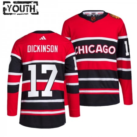 Børn NHL Chicago Blackhawks Trøje Jason Dickinson 17 Adidas 2022-23 Rød Reverse Retro 2.0 Authentic